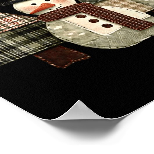 Snowman Trees Patchwork Plaid Trees Rustic Christm Poster (Ecke)