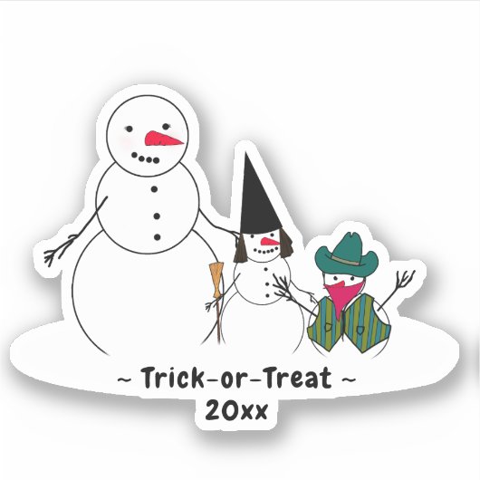 Snowman Trick-or-Leckerei Halloween Aufkleber (Vorderseite)