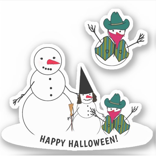 Snowman Trick-or-Leckerei Halloween Aufkleber (Vorderseite)