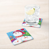 Snowman-Trio-Untersetzer Rechteckiger Pappuntersetzer (Vor Ort)