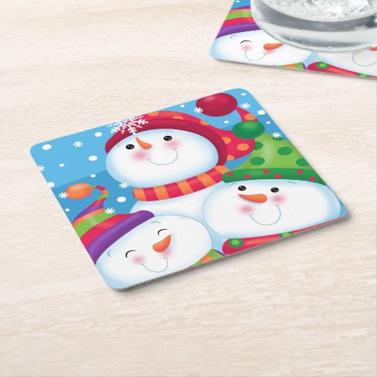 Snowman-Trio-Untersetzer Rechteckiger Pappuntersetzer (angewinkelt)