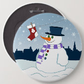 Snowman u. Strumpf-Weihnachten Button (Vorne & Hinten)