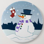 Snowman u. Strumpf-Weihnachten Button (Vorderseite)