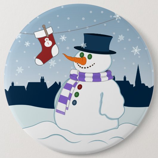 Snowman u. Strumpf-Weihnachten Button (Vorderseite)