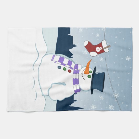 Snowman u. Strumpf-Weihnachten Geschirrtuch (Horizontal)