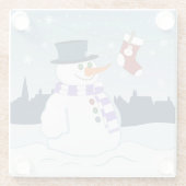 Snowman u. Strumpf-Weihnachten Glasuntersetzer (Rückseite)