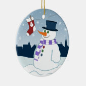 Snowman u. Strumpf-Weihnachten Keramik Ornament (Rechts)