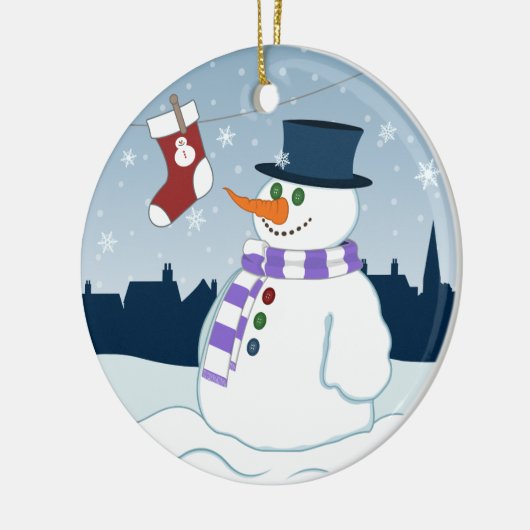 Snowman u. Strumpf-Weihnachten Keramik Ornament (Links)