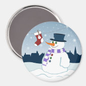 Snowman u. Strumpf-Weihnachten Magnet (Vorderseite/Rückseite)