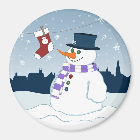 Snowman u. Strumpf-Weihnachten Magnet (Vorne)