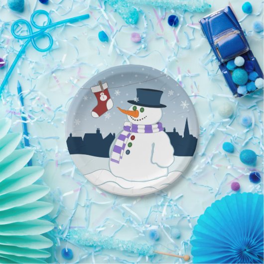 Snowman u. Strumpf-Weihnachten Pappteller (Party)