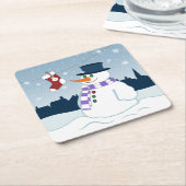 Snowman u. Strumpf-Weihnachten Rechteckiger Pappuntersetzer (angewinkelt)
