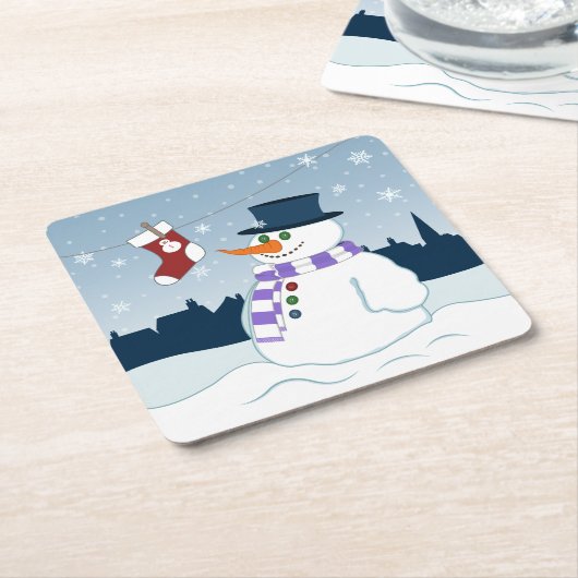 Snowman u. Strumpf-Weihnachten Rechteckiger Pappuntersetzer (angewinkelt)