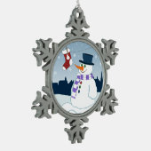 Snowman u. Strumpf-Weihnachten Schneeflocken Zinn-Ornament (Links)