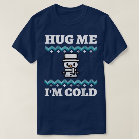 Snowman Ugly Christmas Sweater Ugly Hanukkah Hug M T-Shirt (Design vorne)