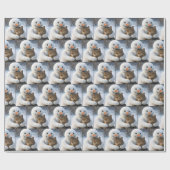 Snowman umarmt eine Tabby-Katze Geschenkpapier (Flach)