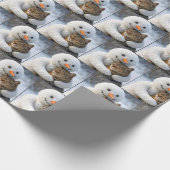 Snowman umarmt eine Tabby-Katze Geschenkpapier (Ecke)