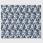 Snowman umarmt einen Fuchs Geschenkpapier (Flach)