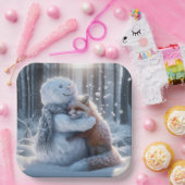 Snowman umarmt einen Fuchs Pappteller (Party)