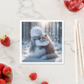Snowman umarmt einen Fuchs Serviette (Beispiel)