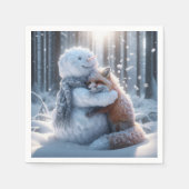 Snowman umarmt einen Fuchs Serviette (Vorderseite)