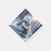 Snowman umarmt einen Fuchs Serviette (Ecke)