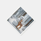 Snowman umarmt einen Vater Serviette (Ecke)