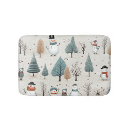 Snowman und Bäume Badematte