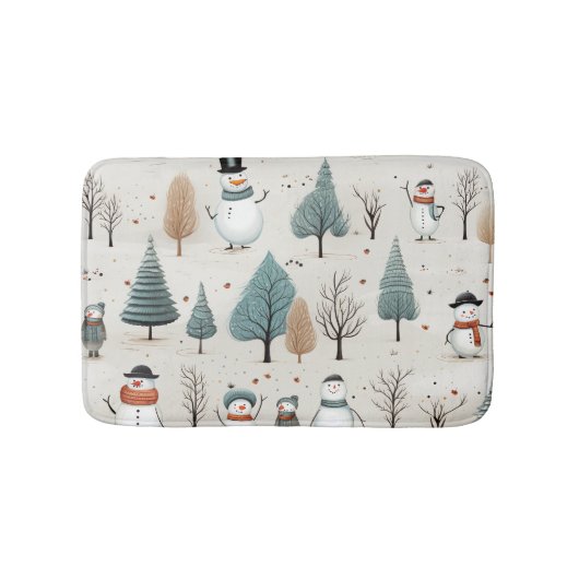 Snowman und Bäume Badematte (Vorderseite)