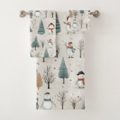 Snowman und Bäume Badhandtuch Set (Insitu)