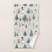 Snowman und Bäume Badhandtuch Set (Handtuch)