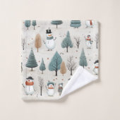 Snowman und Bäume Badhandtuch Set (Waschlappen)