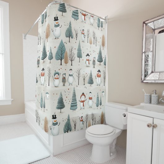 Snowman und Bäume Duschvorhang (Beispiel)