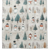 Snowman und Bäume Duschvorhang (Vorderseite)