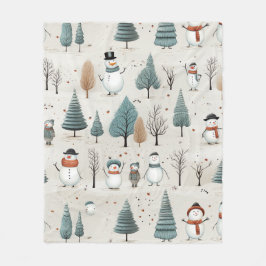 Snowman und Bäume Fleecedecke