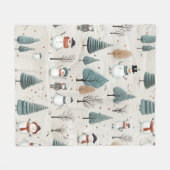 Snowman und Bäume Fleecedecke (Vorderseite (Horizontal))