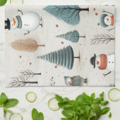 Snowman und Bäume Geschirrtuch (Gefaltet)