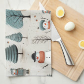 Snowman und Bäume Geschirrtuch (Viertel Falte)