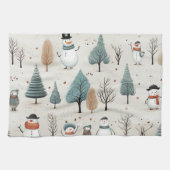 Snowman und Bäume Geschirrtuch (Horizontal)