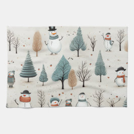 Snowman und Bäume Geschirrtuch