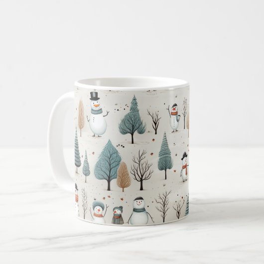 Snowman und Bäume Kaffeetasse (Vorderseite Links)