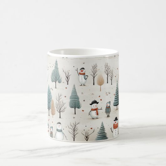 Snowman und Bäume Kaffeetasse (Mittel)