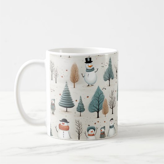 Snowman und Bäume Kaffeetasse (Links)
