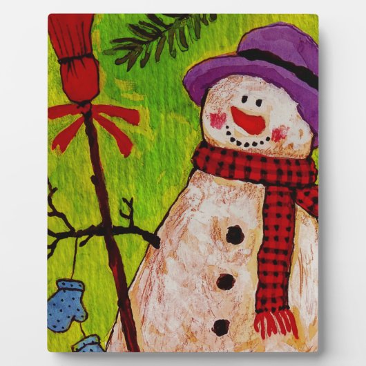 Snowman und Broom Fotoplatte (Vorderseite)