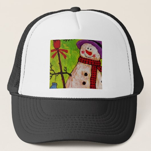 Snowman und Broom Truckerkappe (Vorderseite)