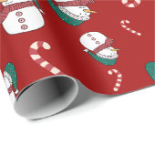 Snowman und Candy Canes Weihnachten Geschenkpapier (Rolleneckpunkt)
