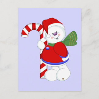 Snowman und Candycane Postkarte