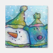 Snowman und Dog-Magnet Magnet (Vorne)