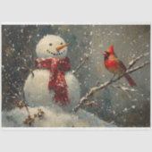 Snowman und ein Kardinal Ölgemälde Decoupage Seidenpapier (Vorderseite)