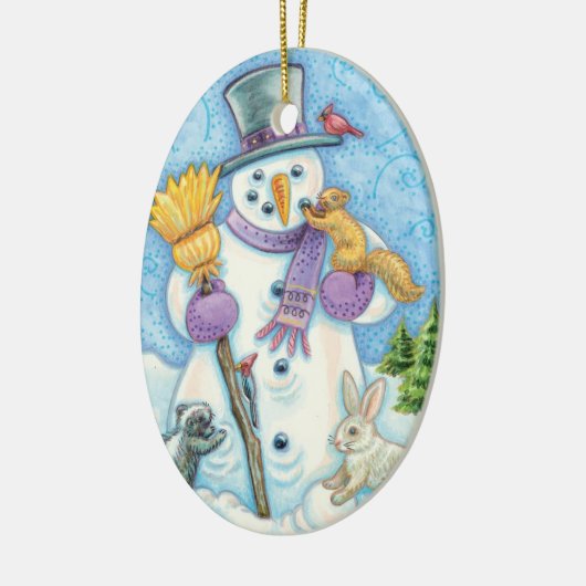Snowman und Friends Retro Weihnachten Keramik Ornament (Links)